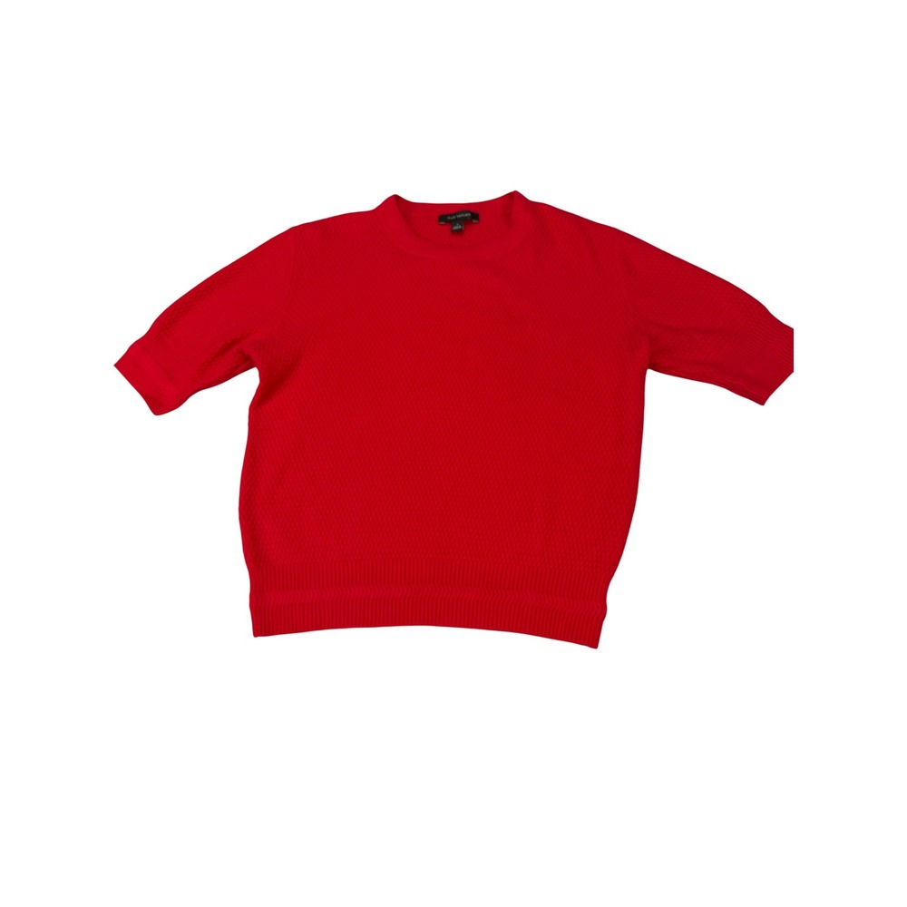 Ann Taylor Womens Red Textured Honeycomb Knit Short Sleeve Sweater Size S
